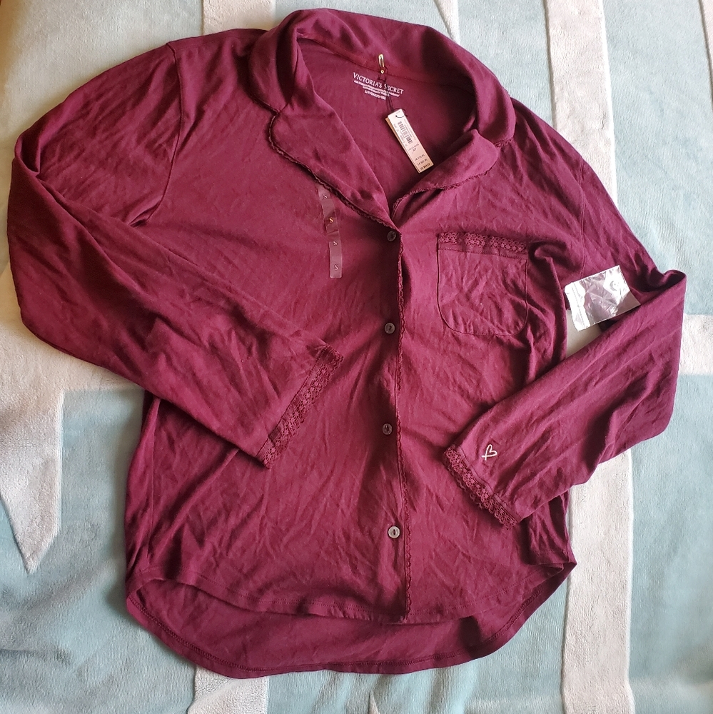 Victoria's Secret long sleeve button up sleep top